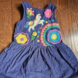 Boden Unicorn Embroidered Pinafore Dress